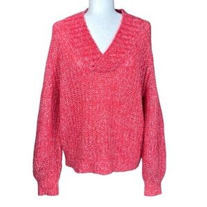 Anthropologie Honore V-neck Sweater M Wool Blend Oversized Balloon Sleeves Boxy